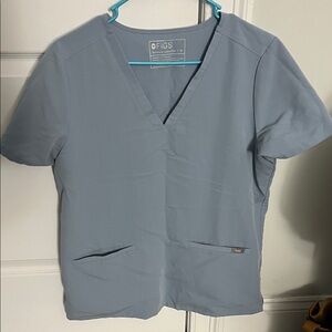 Figs Women's V-Neck Scrub Top in Dusty Blue